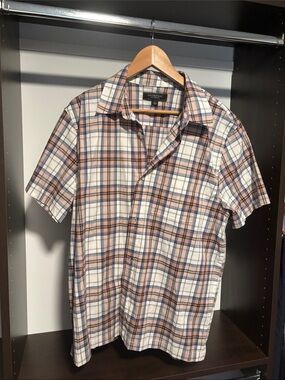 Men's Liverpool Lose Angeles Short-Sleeve Plaid Shirt - Cream & Tan